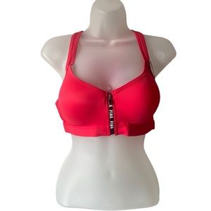 NWT Pink Victoria’s Secret Red Zip Up Sports Bra